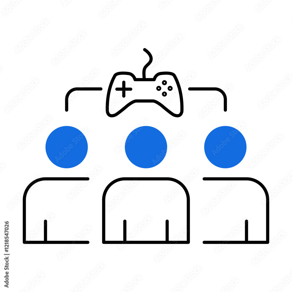 Team Collaboration Icon with Game Controller – Representing Team Fun, Engagement, and Collaborative Play Team Collaboration Icon with Game Controller – Representing Team Fun, Engagement, and Collaborative Play