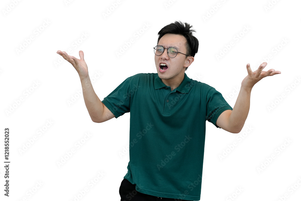 Confident Individual Standing with Hands on Hips and Thoughtful Expression on a white isolated background Confident Individual Standing with Hands on Hips and Thoughtful Expression on a white isolated background