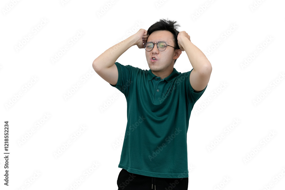 Confident Individual Standing with Hands on Hips and Thoughtful Expression on a white isolated background Confident Individual Standing with Hands on Hips and Thoughtful Expression on a white isolated background