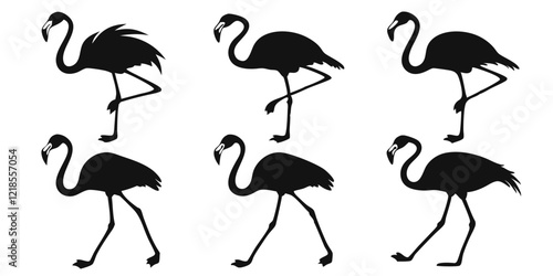 silhouette 0f flamingo birds , illustration on a white background.