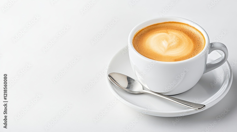 Creamy Cappuccino In White Cup On Saucer Creamy Cappuccino In White Cup On Saucer