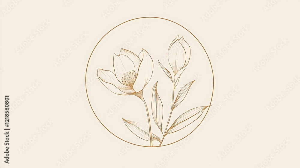 Obraz premium Elegant Beauty and Wellness Brand Logo with Delicate Floral Elements
