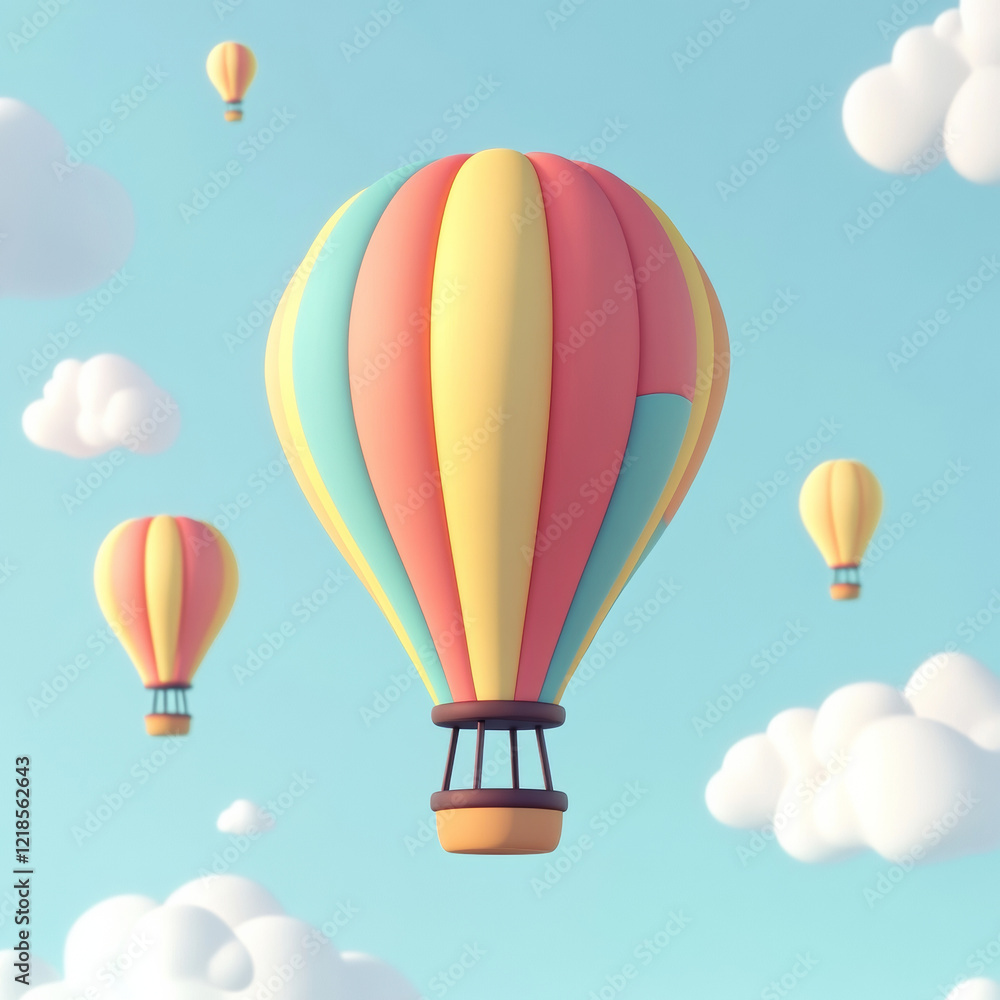 Obraz premium Colorful hot air balloons in cartoon sky