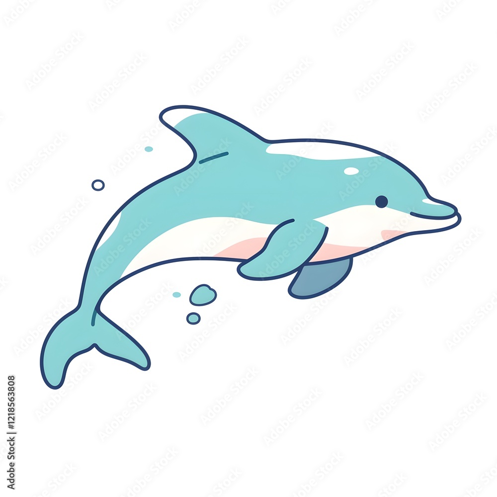 Fototapeta premium cute dolphin illustration, Generative AI 