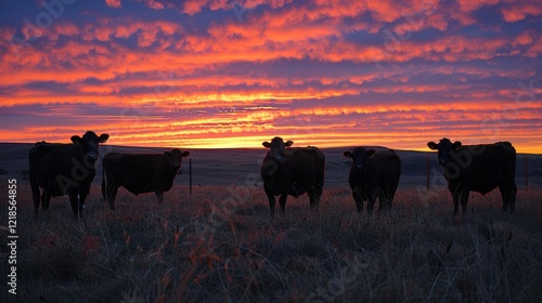Wallpaper Mural Cattle Silhouette Sunrise Prairie Ranch Landscape Torontodigital.ca
