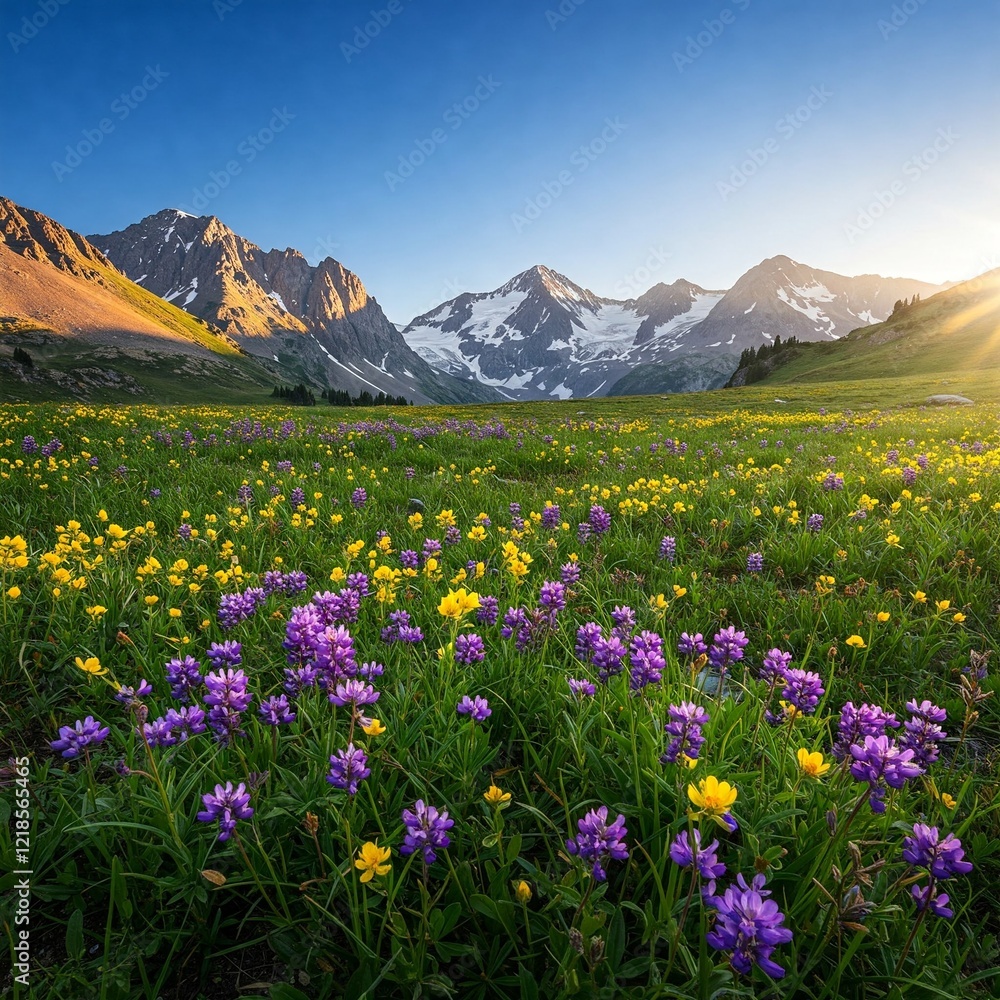 Fototapeta premium mountain landscape with flowers