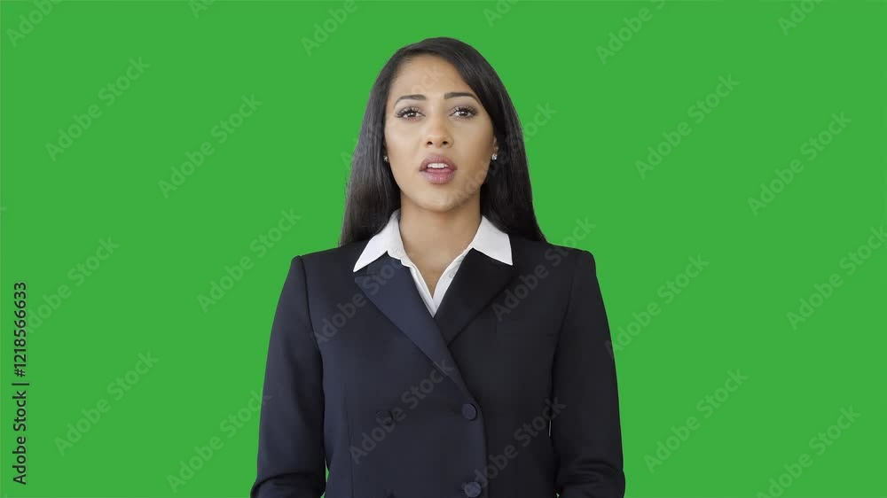 Woman in Interview Against on Isolated Green Screen Woman in Interview Against on Isolated Green Screen