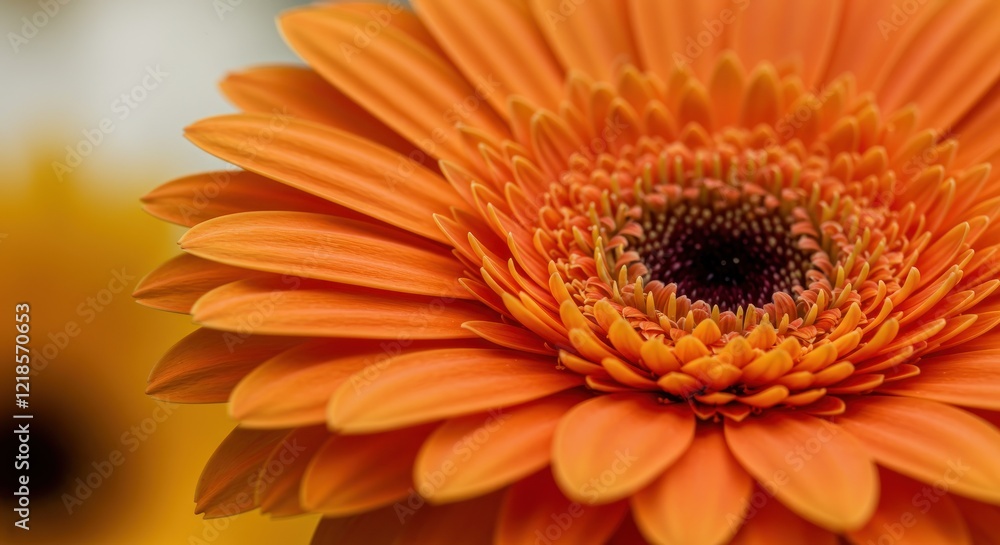 Vibrant Orange Gerbera Daisy: Close-up Macro Photography Vibrant Orange Gerbera Daisy: Close-up Macro Photography