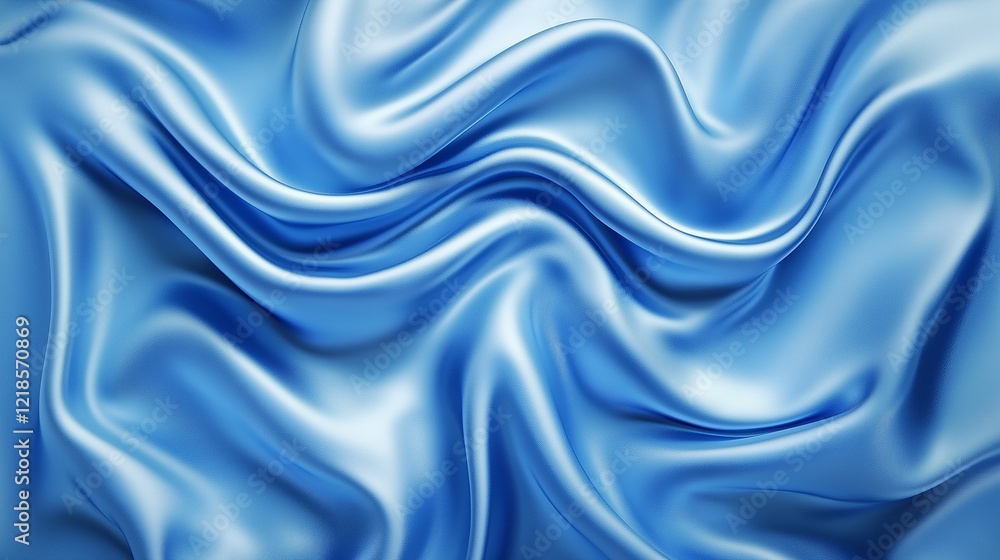 Fototapeta premium Deep blue silk satin fabric. Elegant abstract background. Liquid wave effect or silk with soft wavy folds