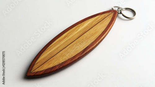 Obraz na płótnie Unique wooden surfboard keychain crafted with attention to detail for surf enthusiasts and collectors located in a cozy workshop w salonie