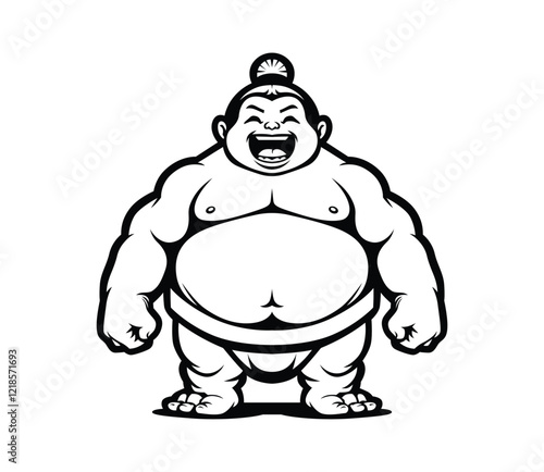 Happy Sumo Wrestler Vector