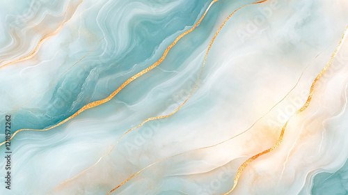 Wallpaper Mural Marble Texture with Gold Accents in Soft Aqua Tones Torontodigital.ca