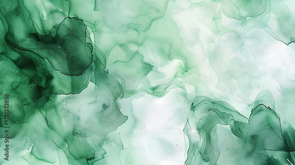 Obraz premium A modern abstract watercolor ink background featuring a marble green pattern, generative ai
