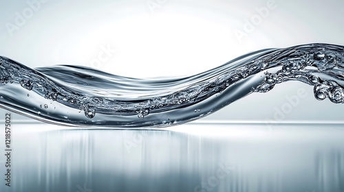 A flowing wave of clear water with bubbles