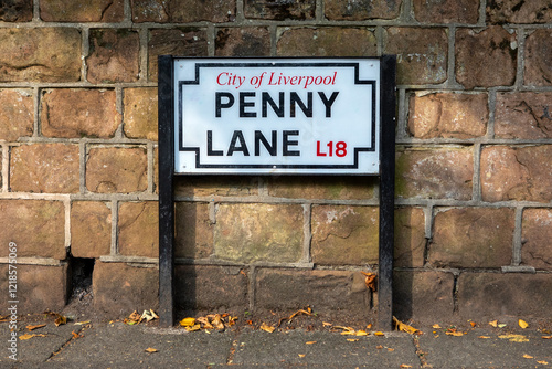 Photos Penny Lane Street Sign in Liverpool, UK