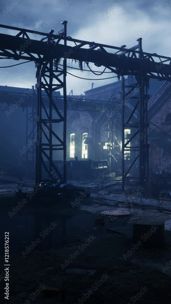 Dark factory warehouse alley at night Dark factory warehouse alley at night