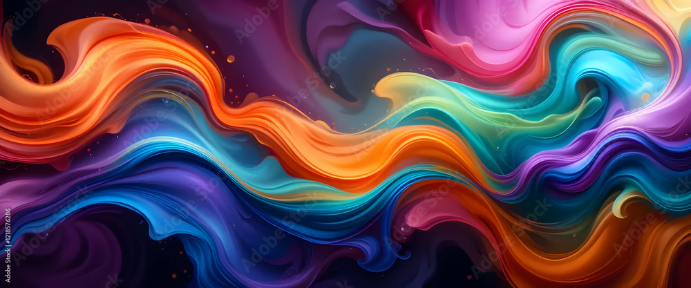 Abstract swirling paint of vibrant colors creating a fluid and dynamic design Abstract swirling paint of vibrant colors creating a fluid and dynamic design