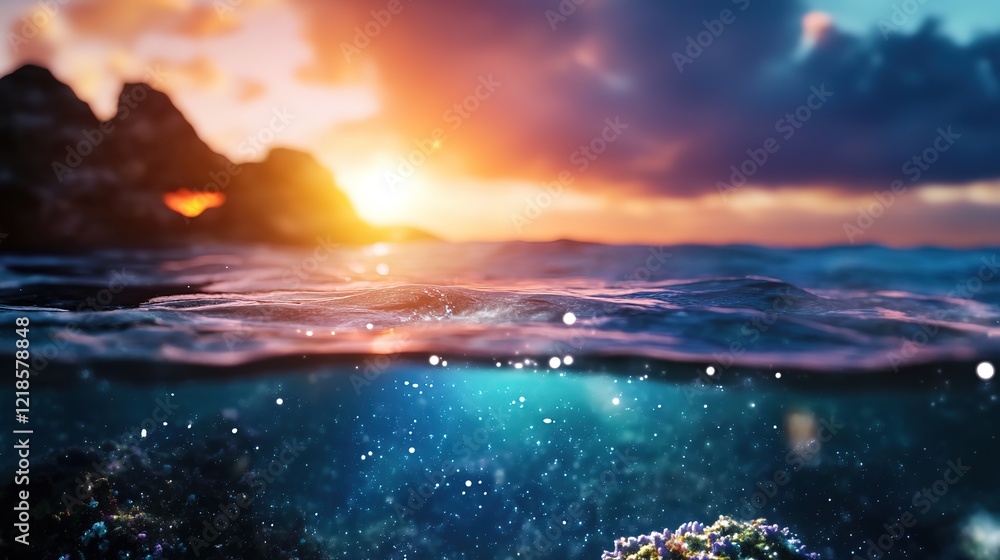 Fototapeta premium dreamy seascape under celestial light sky 