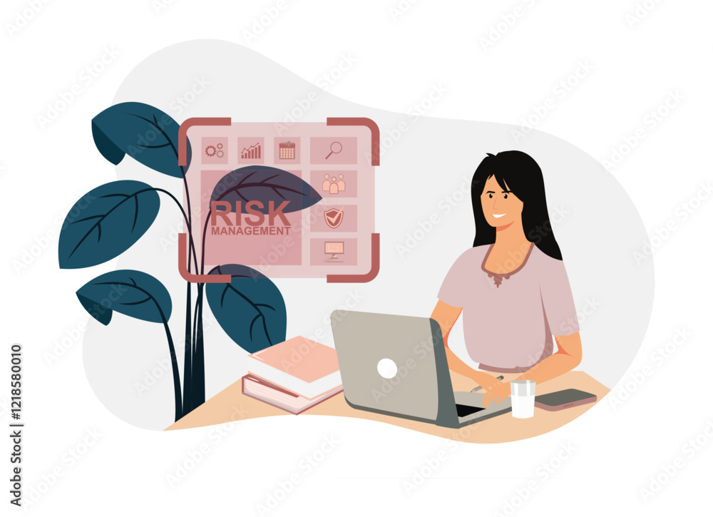 Risk management concept. Businessman use laptop with Risk analysis in business decisions. Risk management concept. Businessman use laptop with Risk analysis in business decisions.