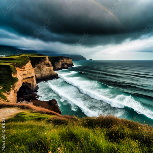 Seaside, waves, rocks, coastline, seawater, gloomy, water, nature, landscape, sea, coast, ocean