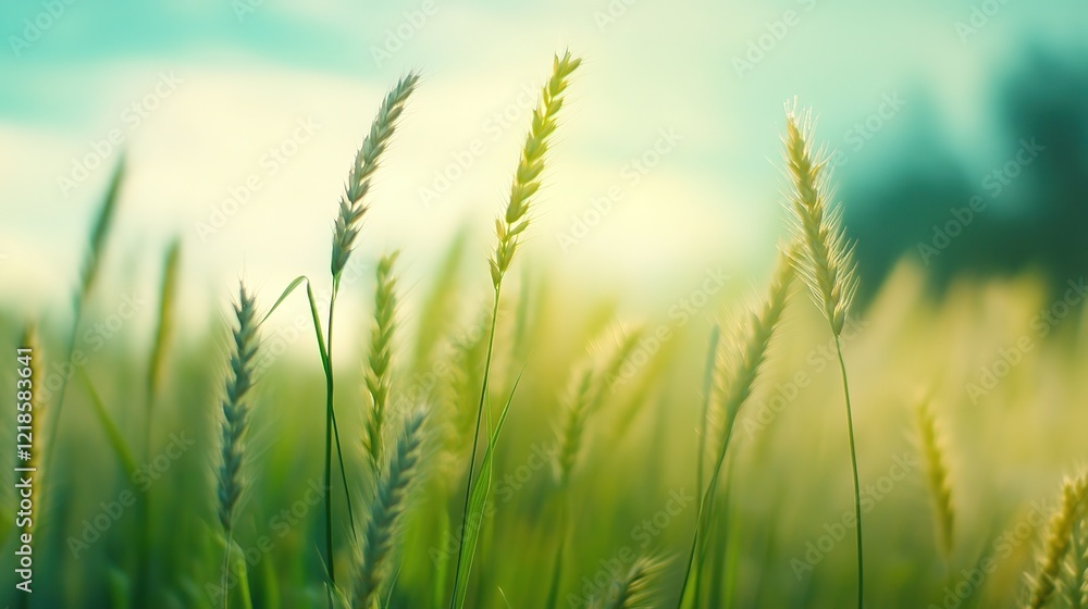 close up enchanted lush green grass field , beauty nature landscape background close up enchanted lush green grass field , beauty nature landscape background