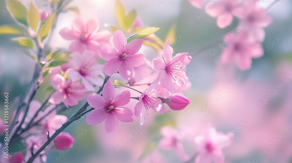 dreamy spring pink flower field blossoming against sunlight, enchanted magic beauty nature moment dreamy spring pink flower field blossoming against sunlight, enchanted magic beauty nature moment