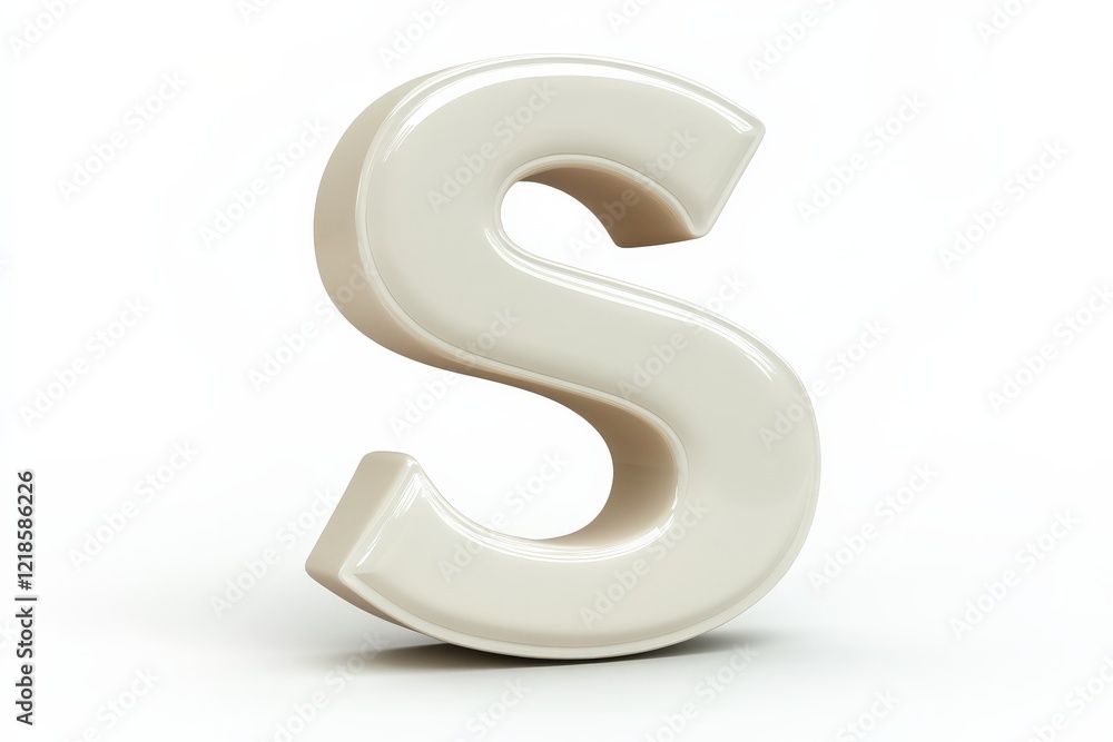Sculptural representation of a three-dimensional letter S showcasing smooth curves and a glossy finish in a minimalistic design Sculptural representation of a three-dimensional letter S showcasing smooth curves and a glossy finish in a minimalistic design