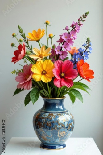 Wallpaper Mural A decorative vase filled with colorful flowers, plant decoration, multicolored flowers Torontodigital.ca