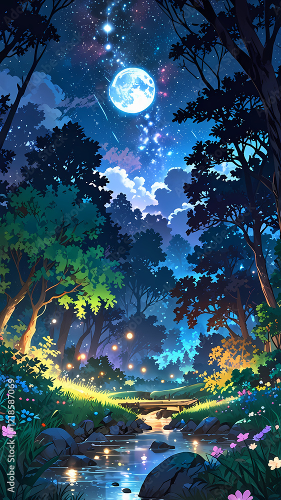 Fototapeta premium Dreamy Anime Fantasy Forest
