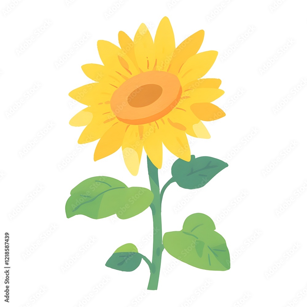Fototapeta premium Cute sunflower illustration, Generative AI 