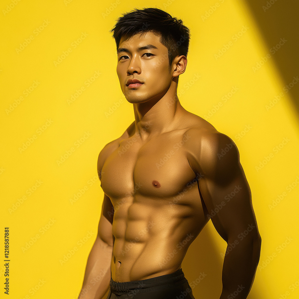 Fototapeta premium young handsome muscular Chinese man