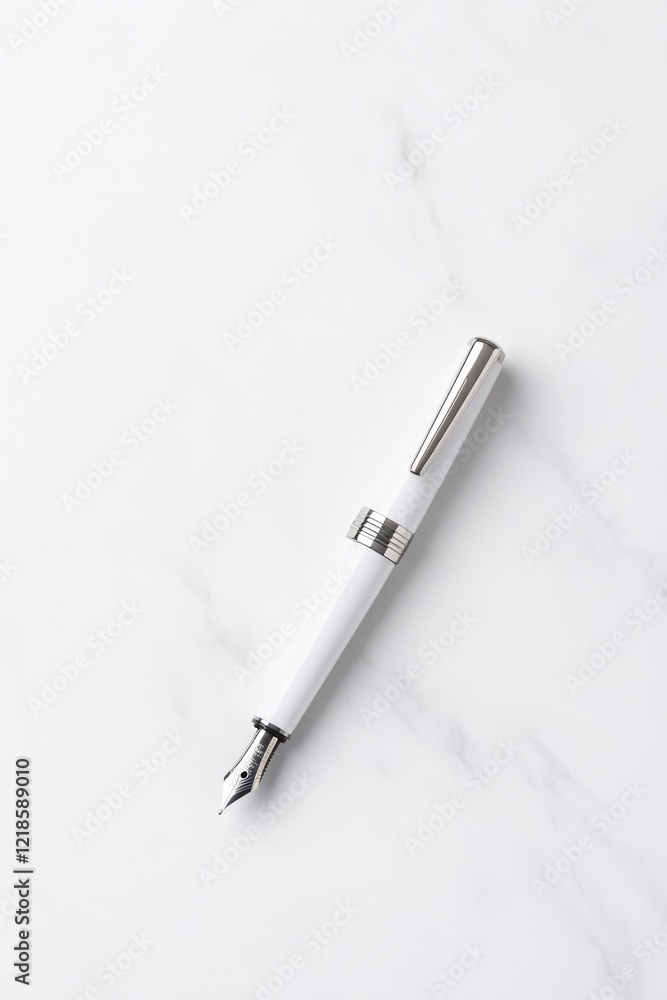 Fototapeta premium Sleek writing instrument resting on smooth marble surface showca