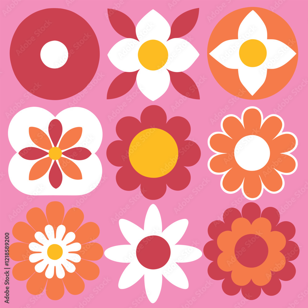 Bright floral patterns with retro and modern inspiration Bright floral patterns with retro and modern inspiration
