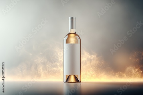 Elegant wine bottle illuminated by dramatic lighting, showcasing