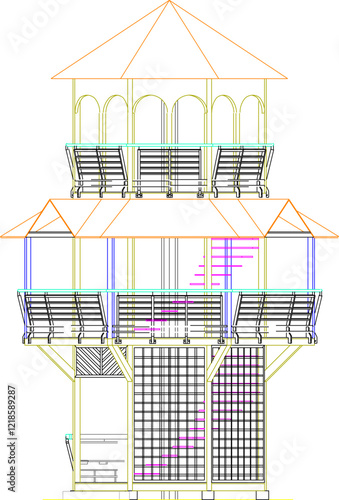 vector sketch illustration of the silhouette of a beachside resort villa building design.eps