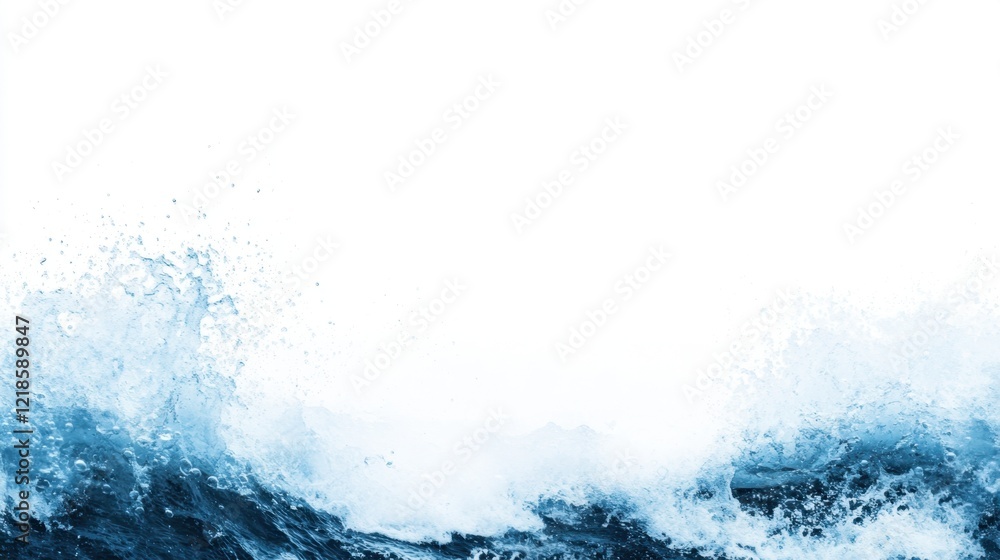 Waves crashing on clear white background Waves crashing on clear white background