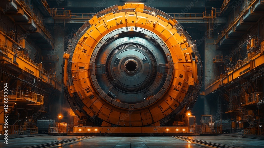 Obraz premium Massive industrial machine in a factory setting.