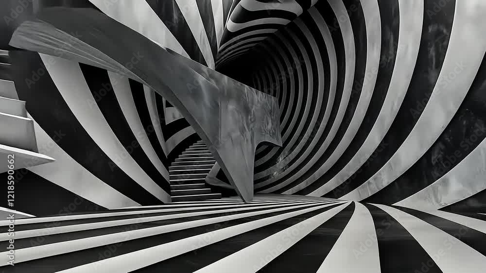custom made wallpaper toronto digitalAbstract Spiral Staircase in a Black and White Swirling Hallway