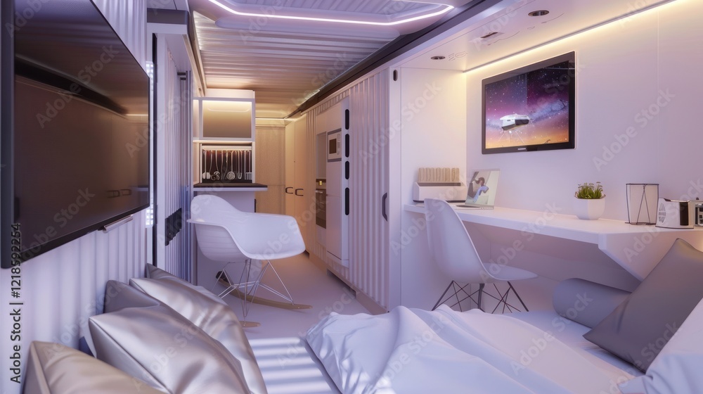 Elegant Container Interior With Soft Lighting Effects. Elegant Container Interior With Soft Lighting Effects.