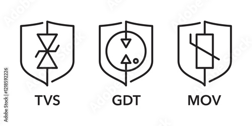 Surge protection in socket outlet extender - TVS, MOV and GDT. In shield shape