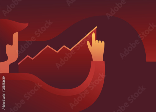 Business conference - person draws chart