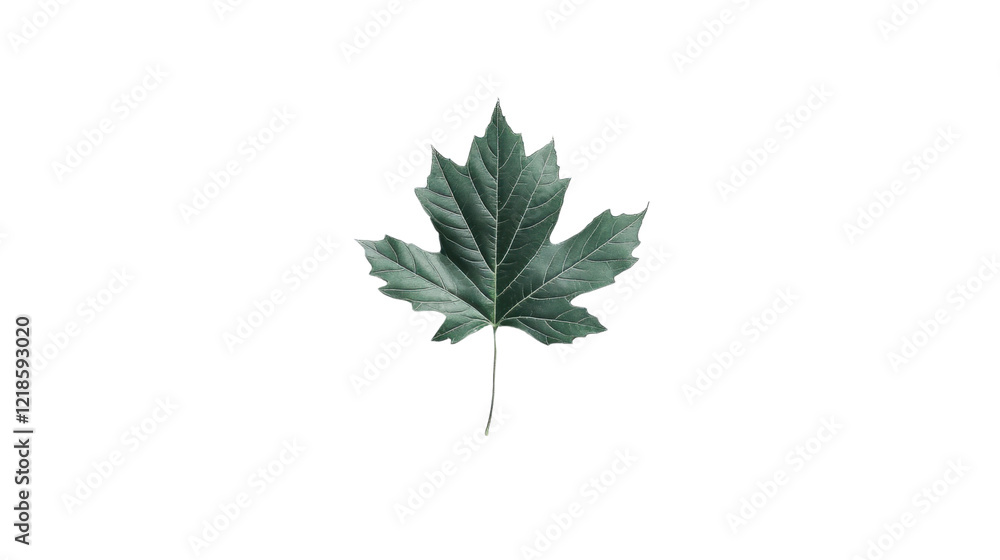 Fototapeta premium Maple green leaf on transparent background