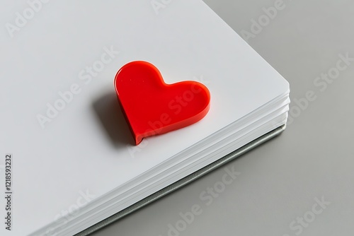 Ramadan Mobile Showcase with Ornate Lanterns,  Heart red paper plugged on the white book floor and have copy space for design in love concept.Single small red heart on white wooden , Red paper hearts 