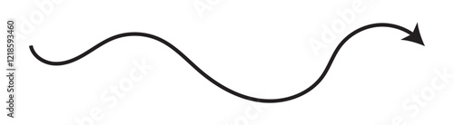 Black arrows set. Wavy and zigzag arrow collection. Doodle sketched thin pointers and direction lines. A collection of hand-drawn arrows in various directions and styles. 