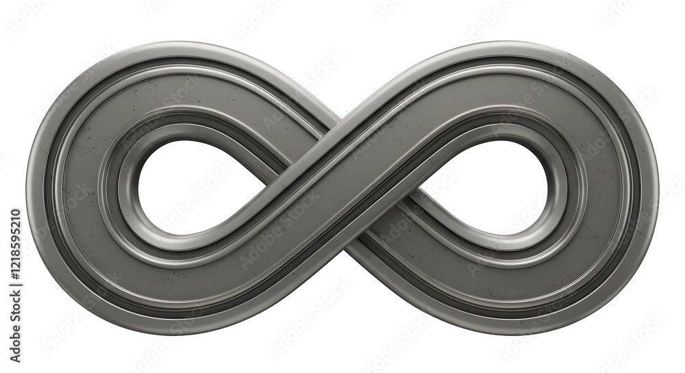 Metallic Infinity Symbol 3D Render Gray Texture isolated on white background. Generative AI Metallic Infinity Symbol 3D Render Gray Texture isolated on white background. Generative AI
