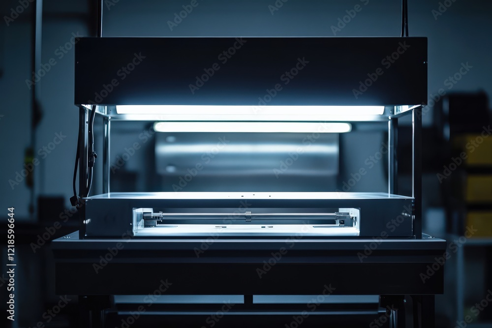 Obraz premium A sleek machine part displayed under bright industrial lighting, showcasing precision engineering.