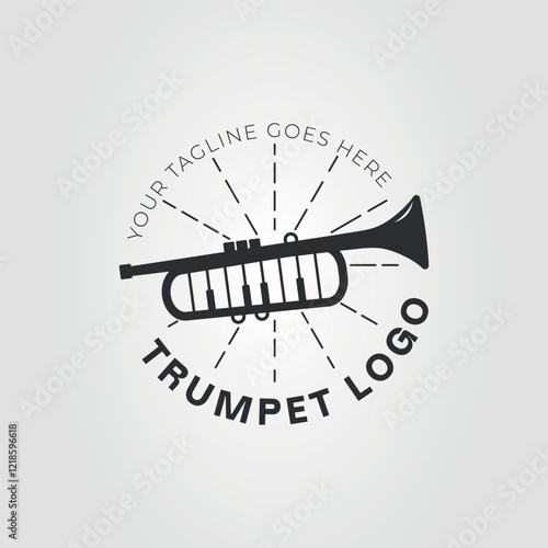 vintage trumpet with piano for musical logo vector illustration design