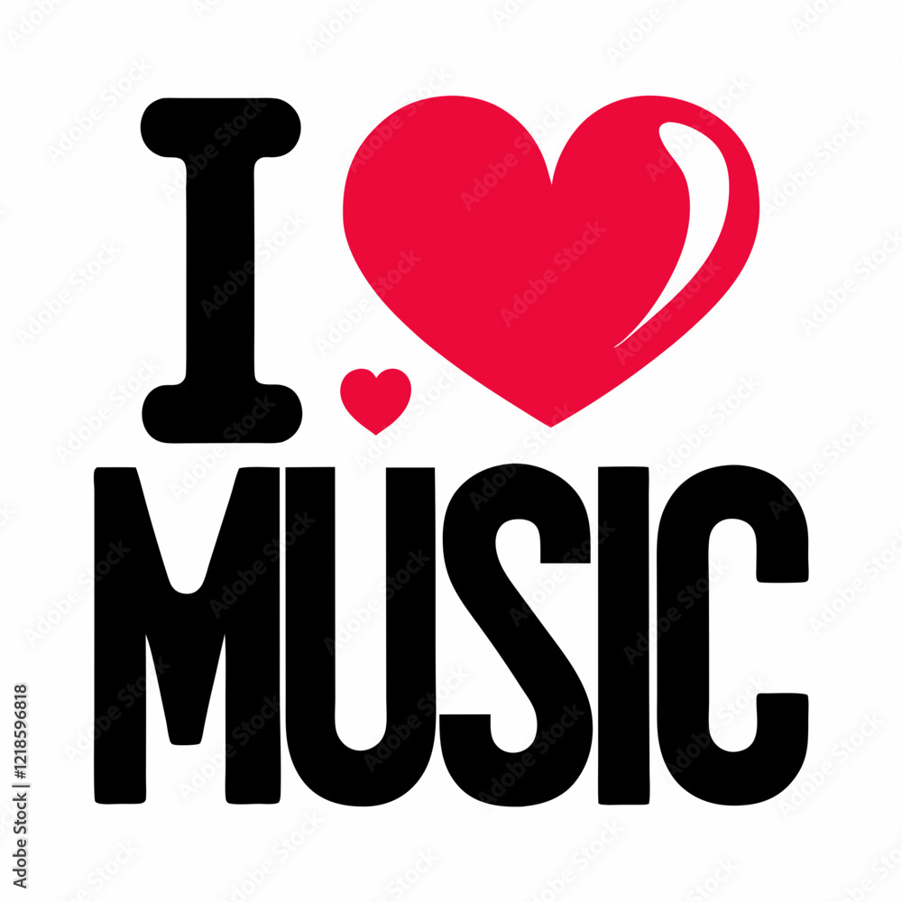 I love music text vector on white background I love music text vector on white background