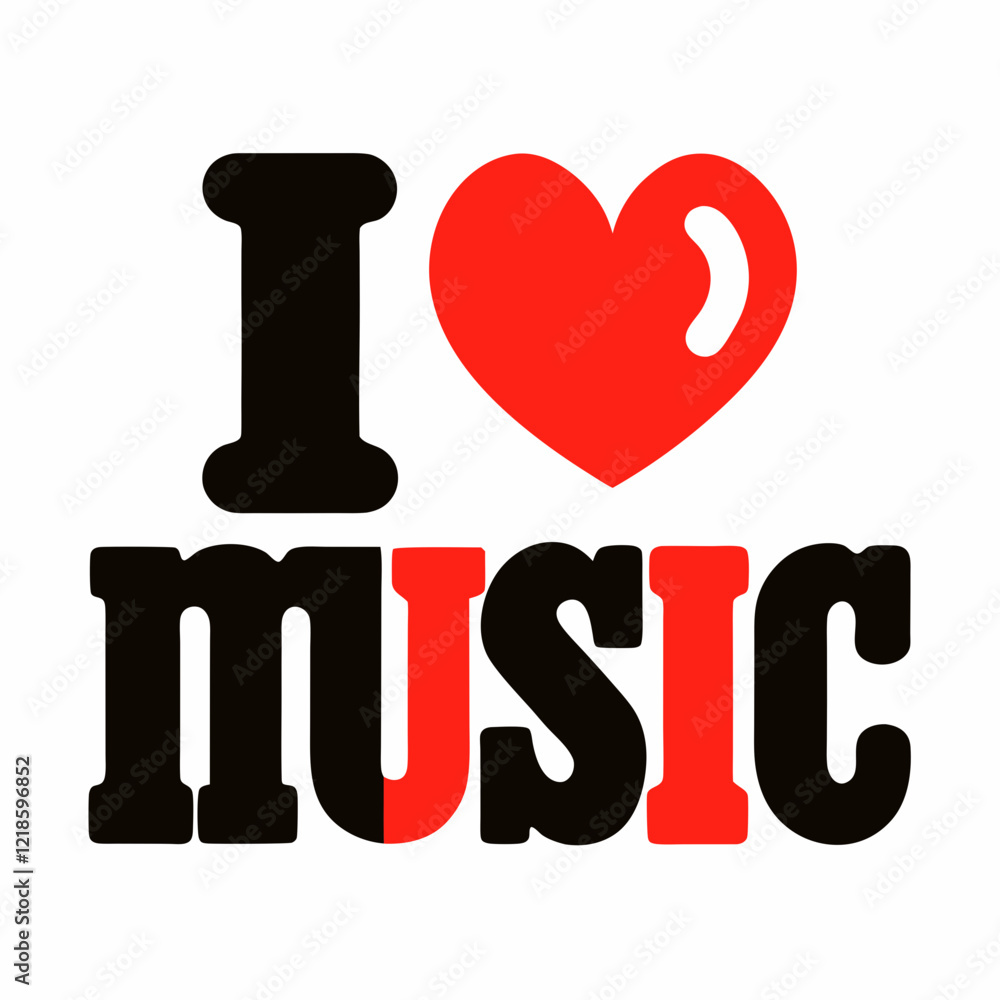 I love music text vector on white background I love music text vector on white background