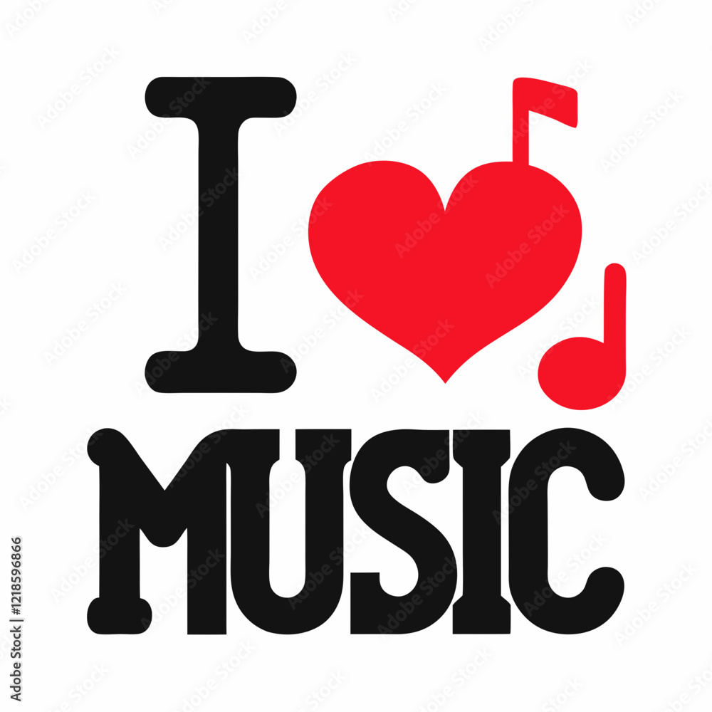 I love music text vector on white background I love music text vector on white background
